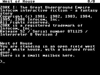 Zork I the Great Underground Empire title screen for Commodore 64
